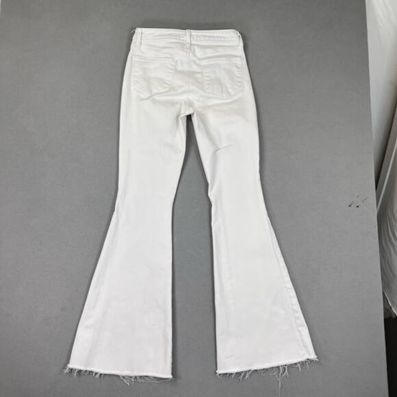 L'Agence Jeans Womens 27 White Flared High Rise Bell Bottom Denim Raw Hem Hippie - Picture 2 of 16